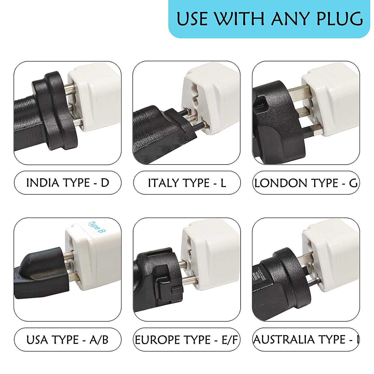 Ceptics Travel Adapter Set, 12 Pack International Plug Adaptor, Types A-M, Compact, White, Model GP-12PK