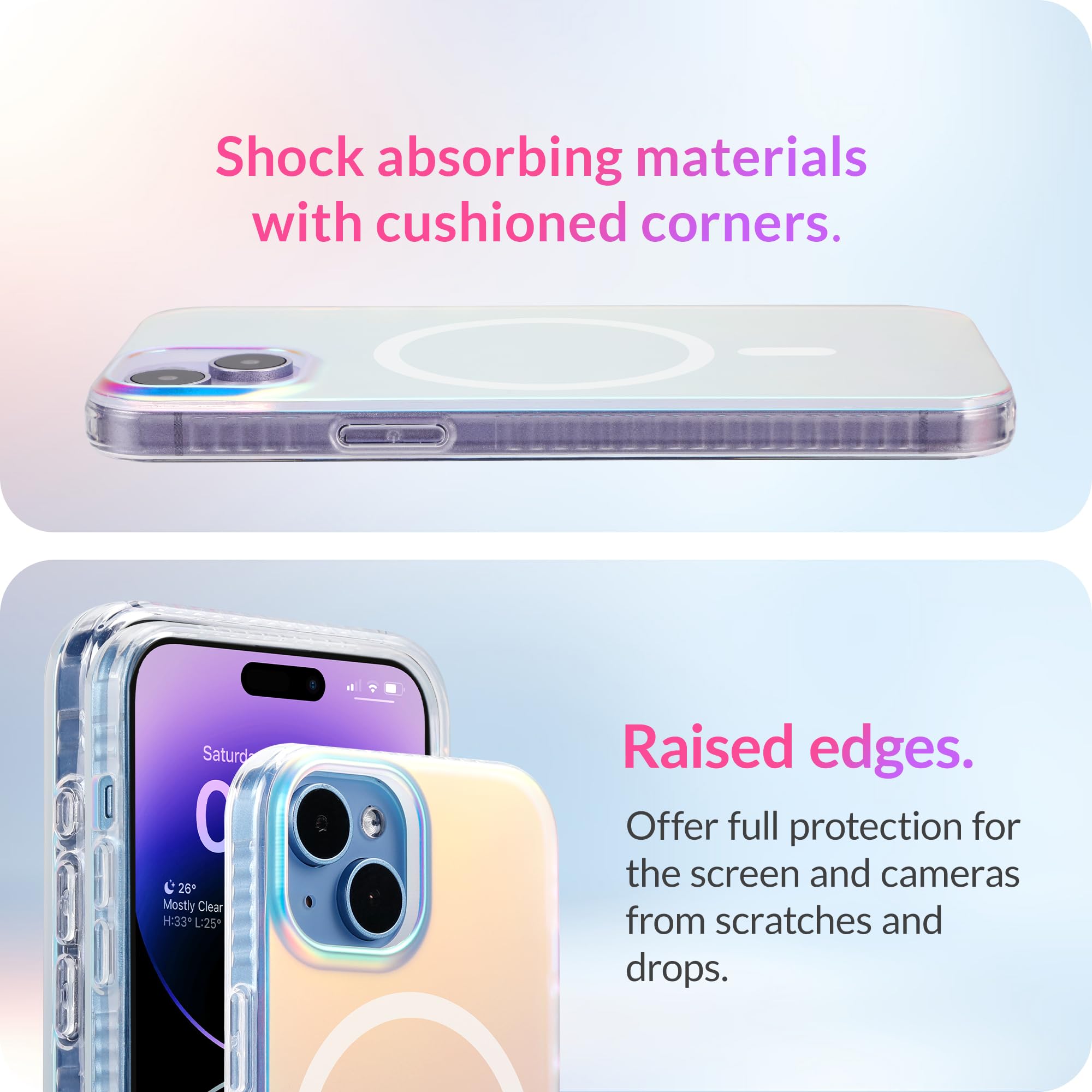 Lonli Hue   For Iphone 15 Plus Case [Compatible With Magsafe]   Holographic Iridescent   [10Ft Drop Plustection] [4 Airbag Cushi