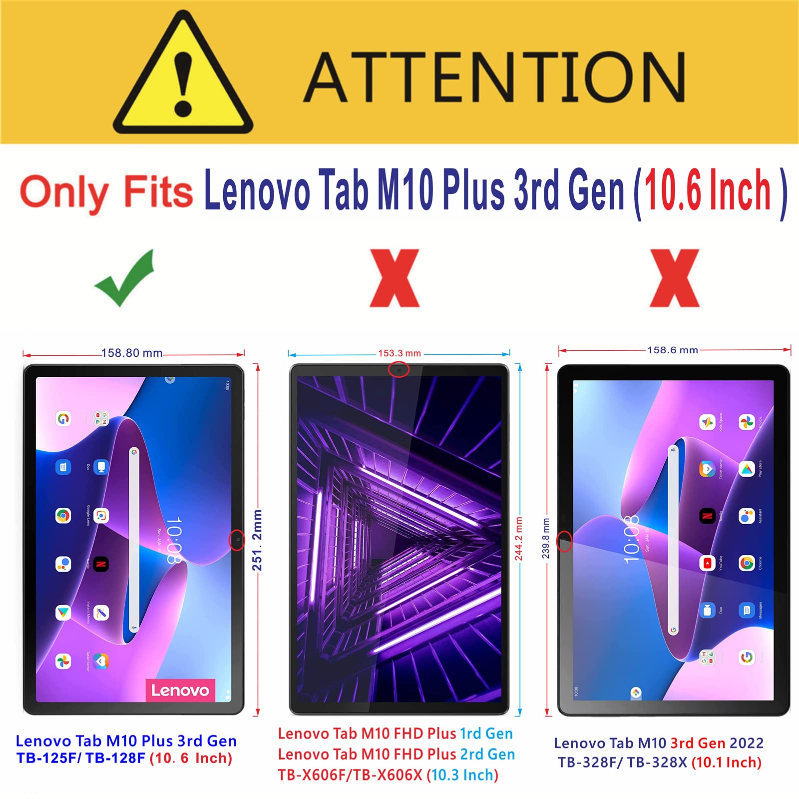 Xunylyee [2 Pack Screen Protector Compatible With Lenovo Tab M10 Plus 3Rd Gen 10.6'', Tempered Glass For Lenovo Tab M10 Plus 3Rd