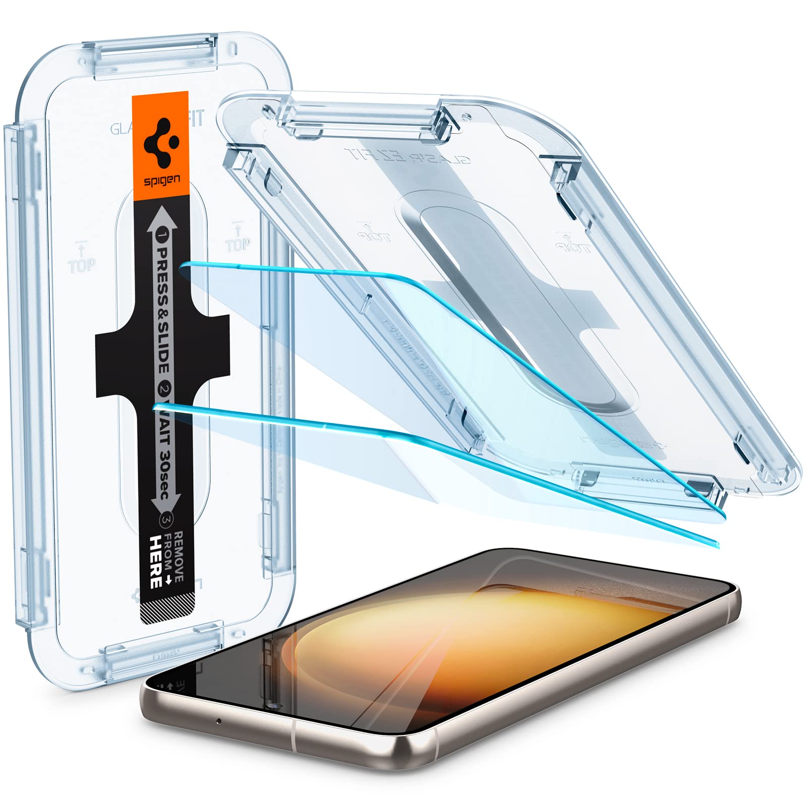 Spigen Tempered Glass Screen Protector Glastr Ez Fit] Designed For Galaxy S23 (2023) 2 Pack]   Case Friendly