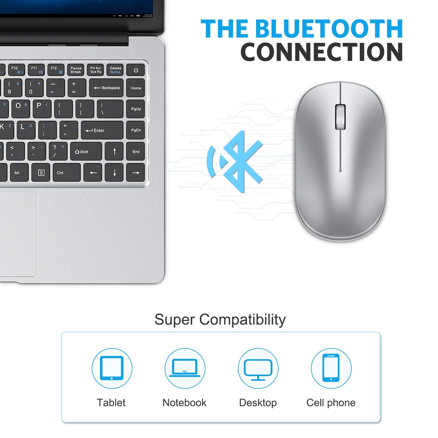 Omoton Bluetooth Mouse For Ipad And Iphone (Ipados 13 / Ios 13 And Above), Ultra Thin Wireless Mouse Compatible With Bluetooth Enabled Computer, Laptop, Pc, Notebook, And Mac Series (Silver)