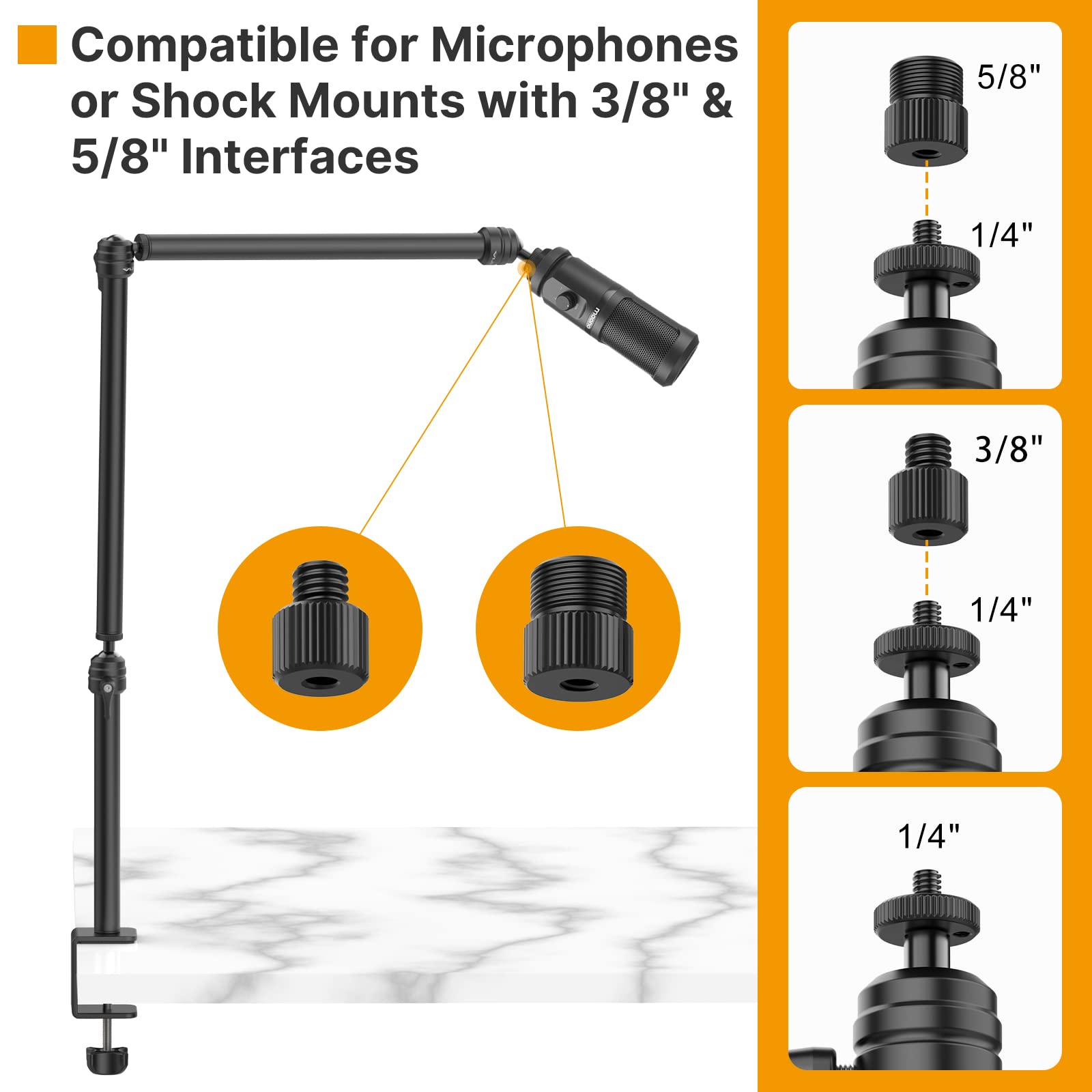 Vijim Ls08 Flexible Overhead Camera Mount Desk Stand, Webcam Stand Microphone Boom Arm Tabletop Photography Videography Live Stream Table Clamp Mount
