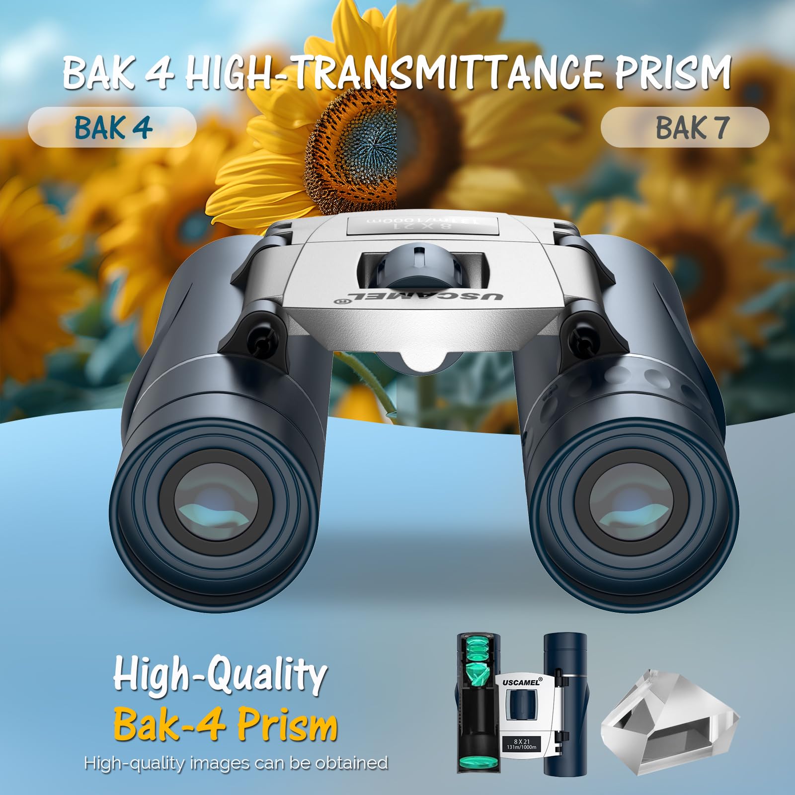 Uscamel Binoculars For Kids And Adults, 8  21 Compact Binoculars Small Size  Bird Watching, Travel, Camping, Hunting(Blue)