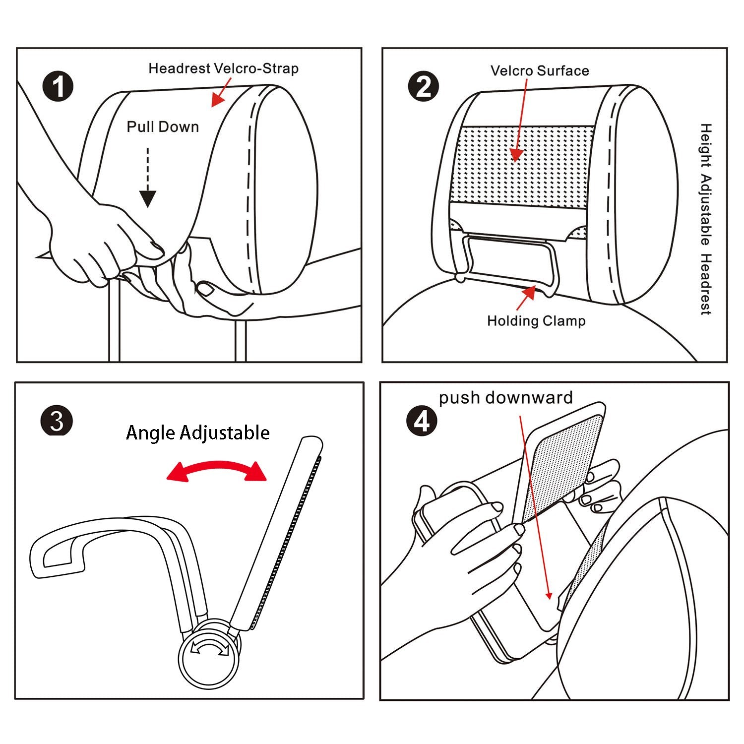 Tfy Universal Car Headrest Mount Holder With Angle- Adjustable Holding Clamp For 7-9 Inch Swivel Screen Portable Dvd Players, Bl