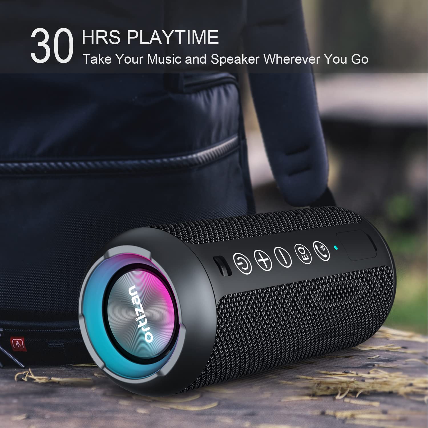 Ortizan Portable Bluetooth Speaker,Ipx7 Waterproof Wireless Speakers With 24W Loud Stereo Sound,Deep Bass,Bluetooth 5.3,Rgb Ligh