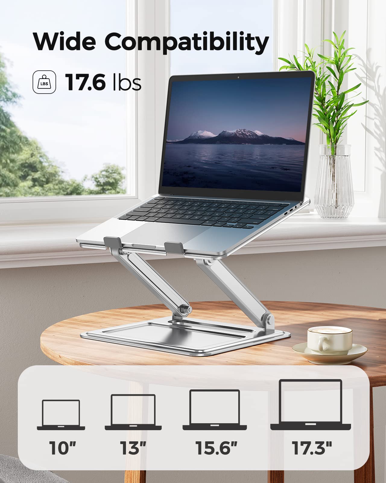 Loryergo Adjustable Laptop Stand, Portable Riser For 17.3Inch Laptops, Adjustment For Desk, Holds Up To 17.6Lbs Notebook   Slive
