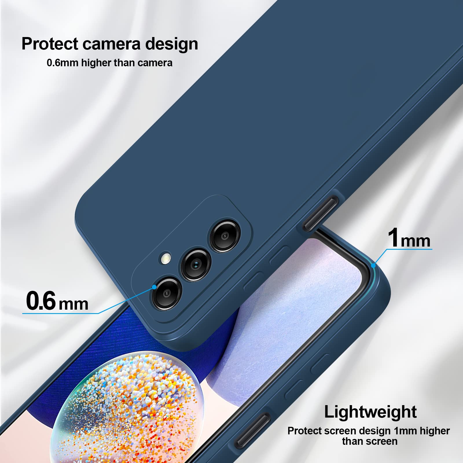 Giiyoon Silicone Case Compatible With Samsung Galaxy A14 5G/4G, Full Body Silky Soft Touch Phone Case With Camera Protection, Sh