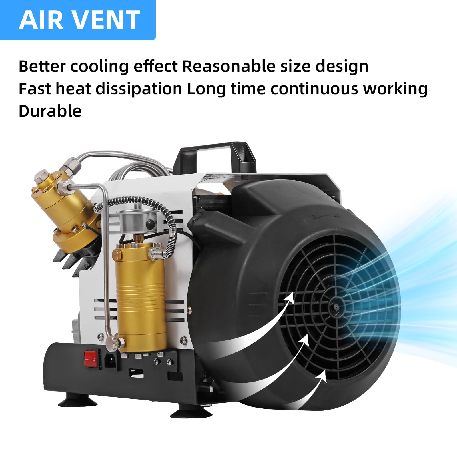 Vdapavin Pcp Air Compressor, Double Cylinder 4500 Psi Air Compressor 220V, Scuba Compressor, High Pressure Air Compressor, Pcp A