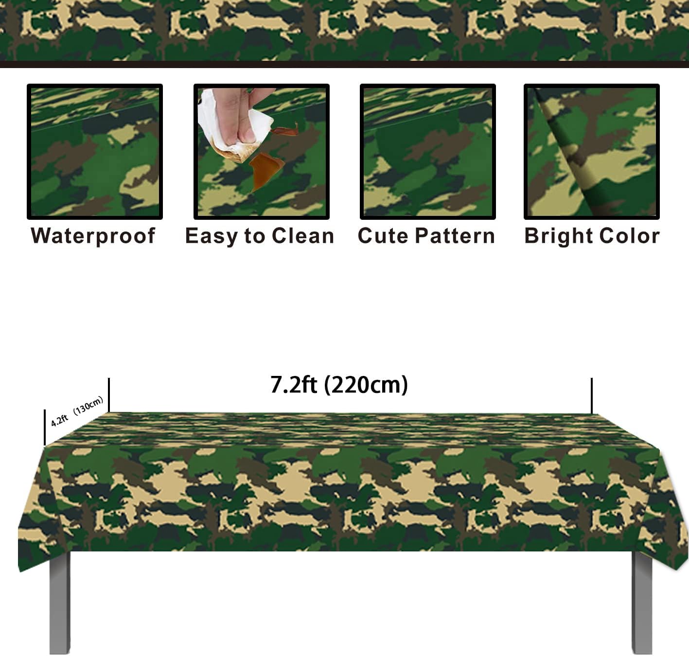 Soldier Theme Happy Birthday Backdrop Camouflage Tablecloth Set Camouflage Soldier Military Theme Party Supplies Cake Table Bann