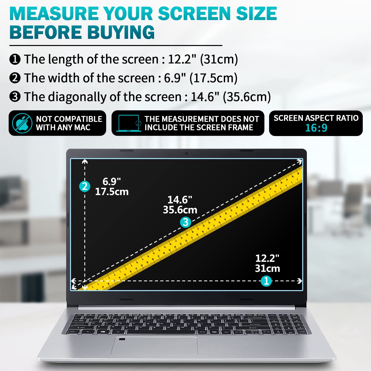 F Forito 2 Pack 14 Inch Anti Blue Light Laptop Screen Protector, Anti Glare & Anti Scratch Screen Filter Compatible With 14'' Hp