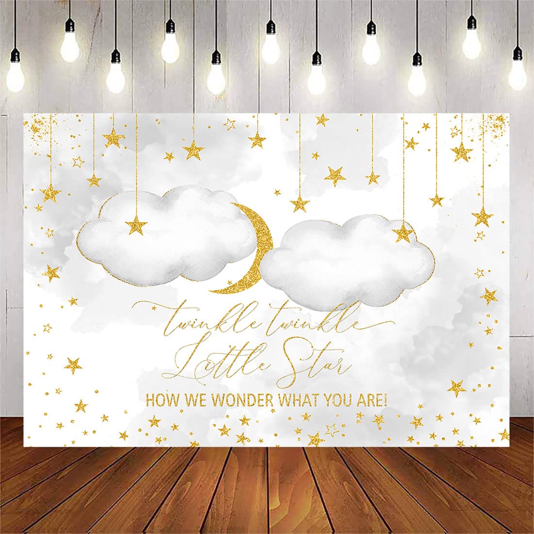 Avezano 7X5Ft Twinkle Twinkle Little Star Backdrops Decorations White Clouds And Moon Gender Neutral Baby Shower Party Backgroun