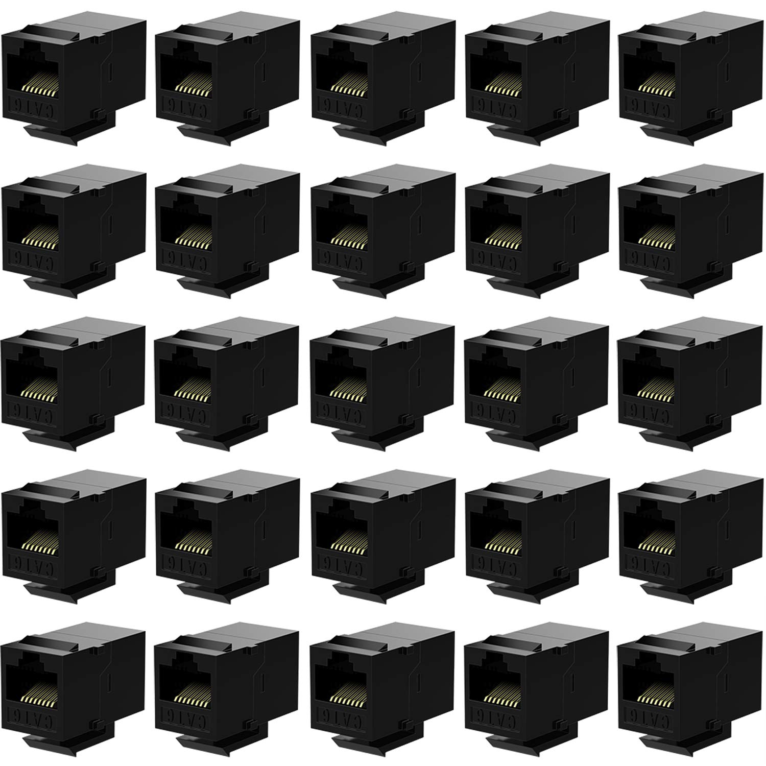 Deface Rj45 Coupler Cat6 Keystone Jack Inline Coupler Female To Female Insert Coupler 25 Pack Black