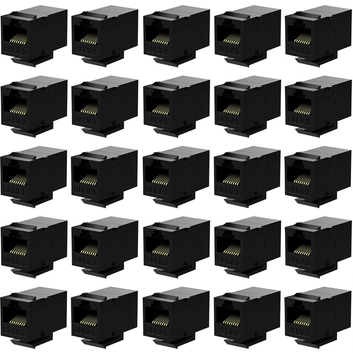 Deface Rj45 Coupler Cat6 Keystone Jack Inline Coupler Female To Female Insert Coupler 25 Pack Black