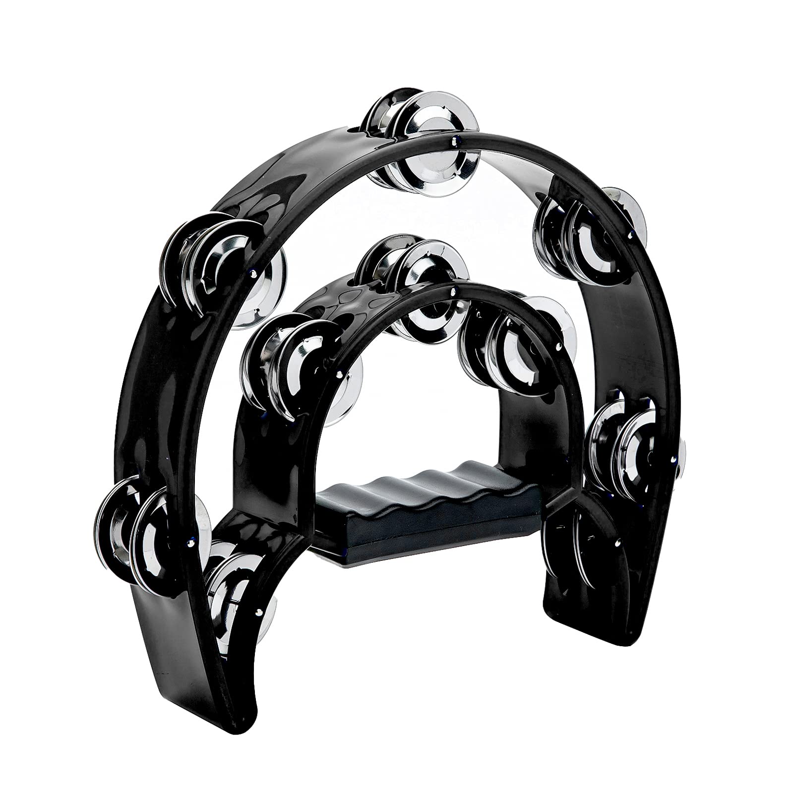 Double Row Tambourine, Masfany Metal Bell Handheld Percussion Instrument Handbell is a great musical instrument gift for kids an
