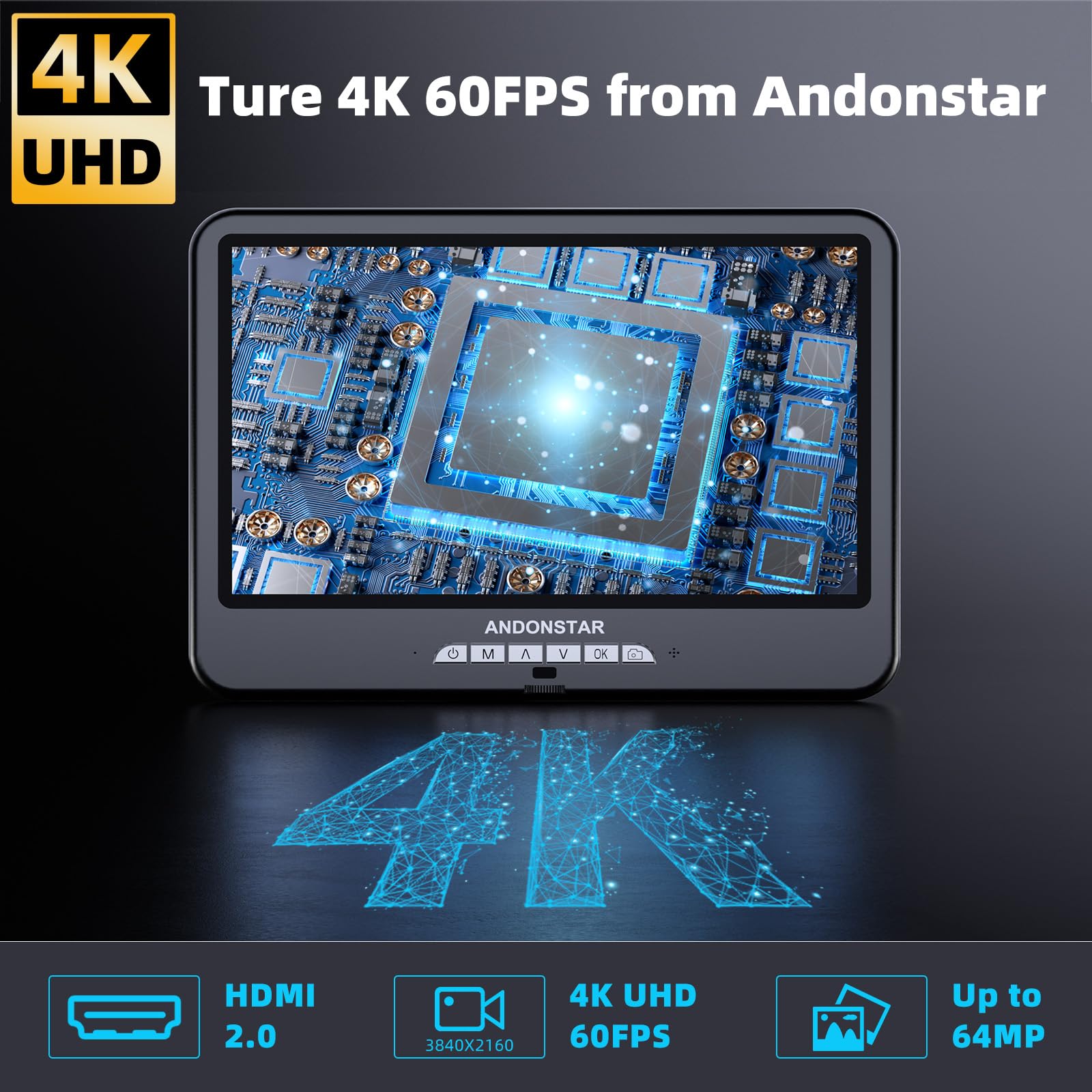 Andonstar 4K 60Fps 10.1'' Hdmi Digital Microscope For Soldering, 64Mp 3840P Uhd Video Audio Record, Ad210S Pro Electronic Pcb Mi