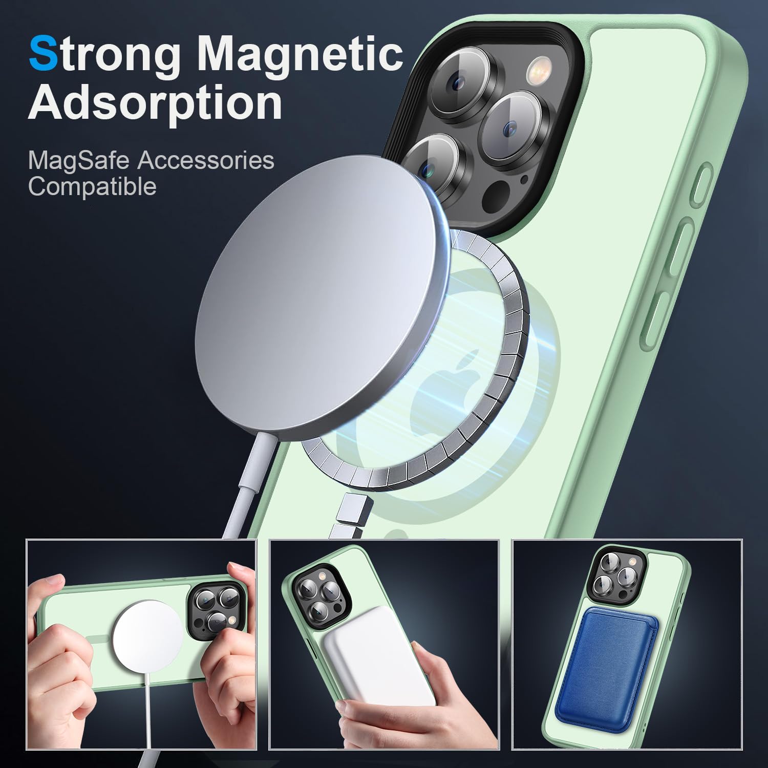 Yzoiko Magnetic Case For Iphone 13 Pro Case [10Ft Grade Drop Tested & Compatible With Magsafe] Translucent Anti Fingerprint Anti