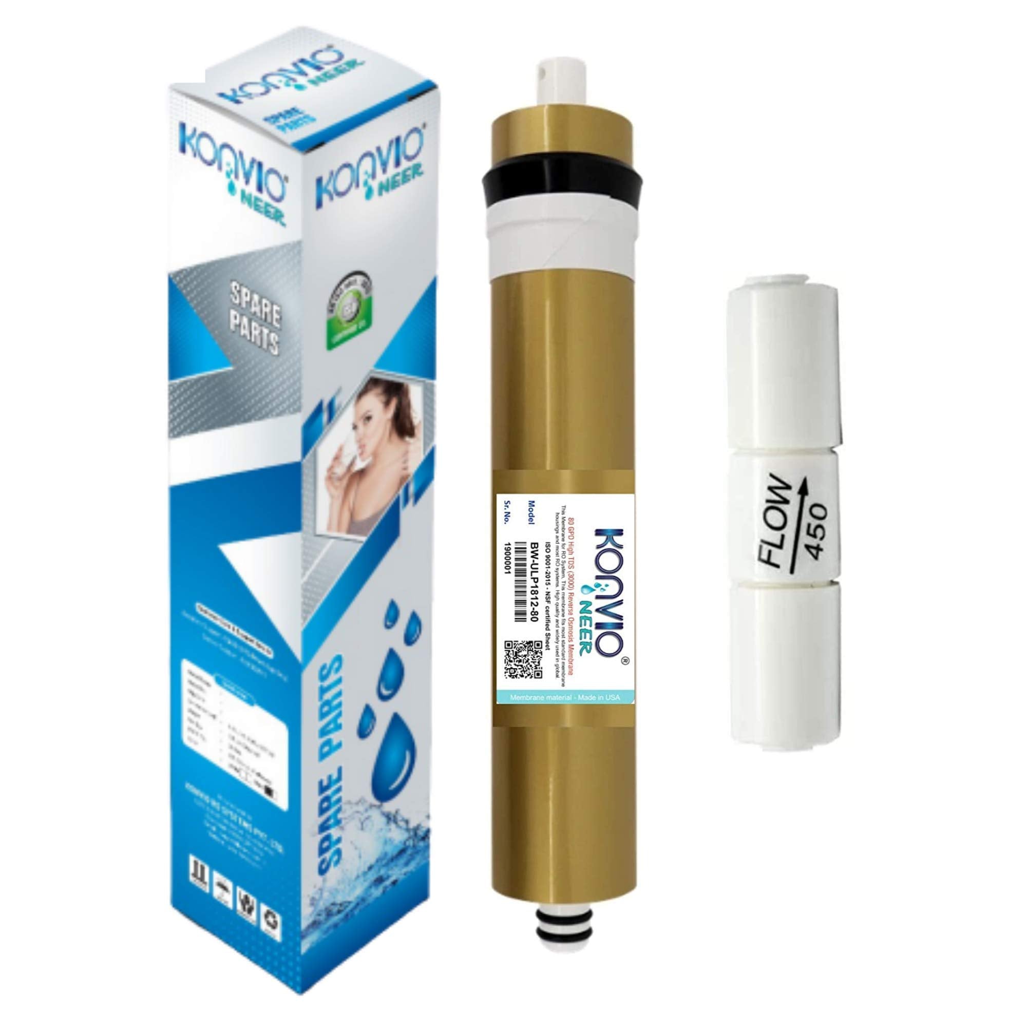 Konvio Neer High 3000 Tds Membrane Spare For All Type Of Ro Water Purifier (80 Gpd With Fr)
