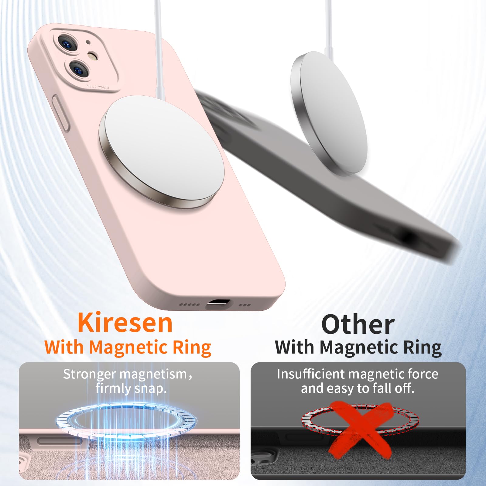 Kiresen Designed For Iphone 12 Mini Case With Screen Protector   Upgraded Camera Protection   Wireless Charging Compatible   Sil