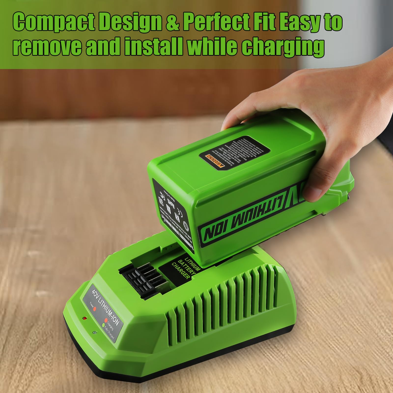 Ahomtikk 40V Charger Replacement For Greenworks 40V Battery Charger (With Wall Mount Design) Compatible With Greenworks G Max 40