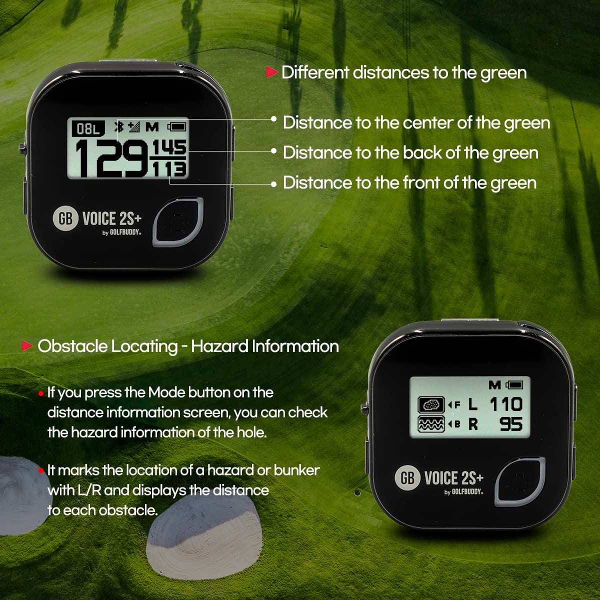 Golf Buddy Voice 2 Talking Gps Rangefinder, Long Lasting Battery Golf Distance Range Finder, Preloaded With 40,000 Worldwide Cou