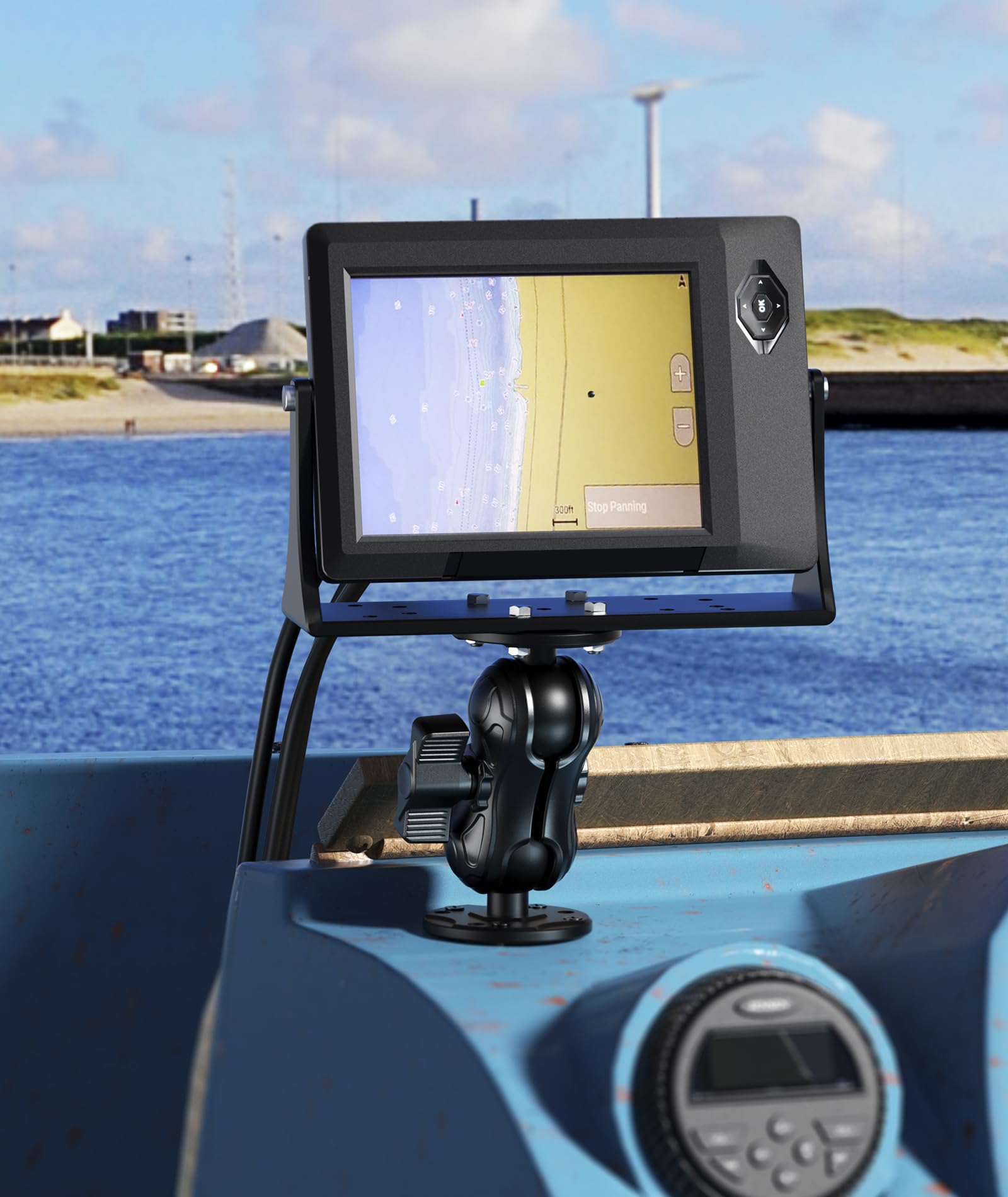 Vazeswin Aluminum Alloy Electronic Device Mount With 1.5'' Ball Round Plates, 3.5'' Short Arm Fish Finder Mount Tablet Holder, C