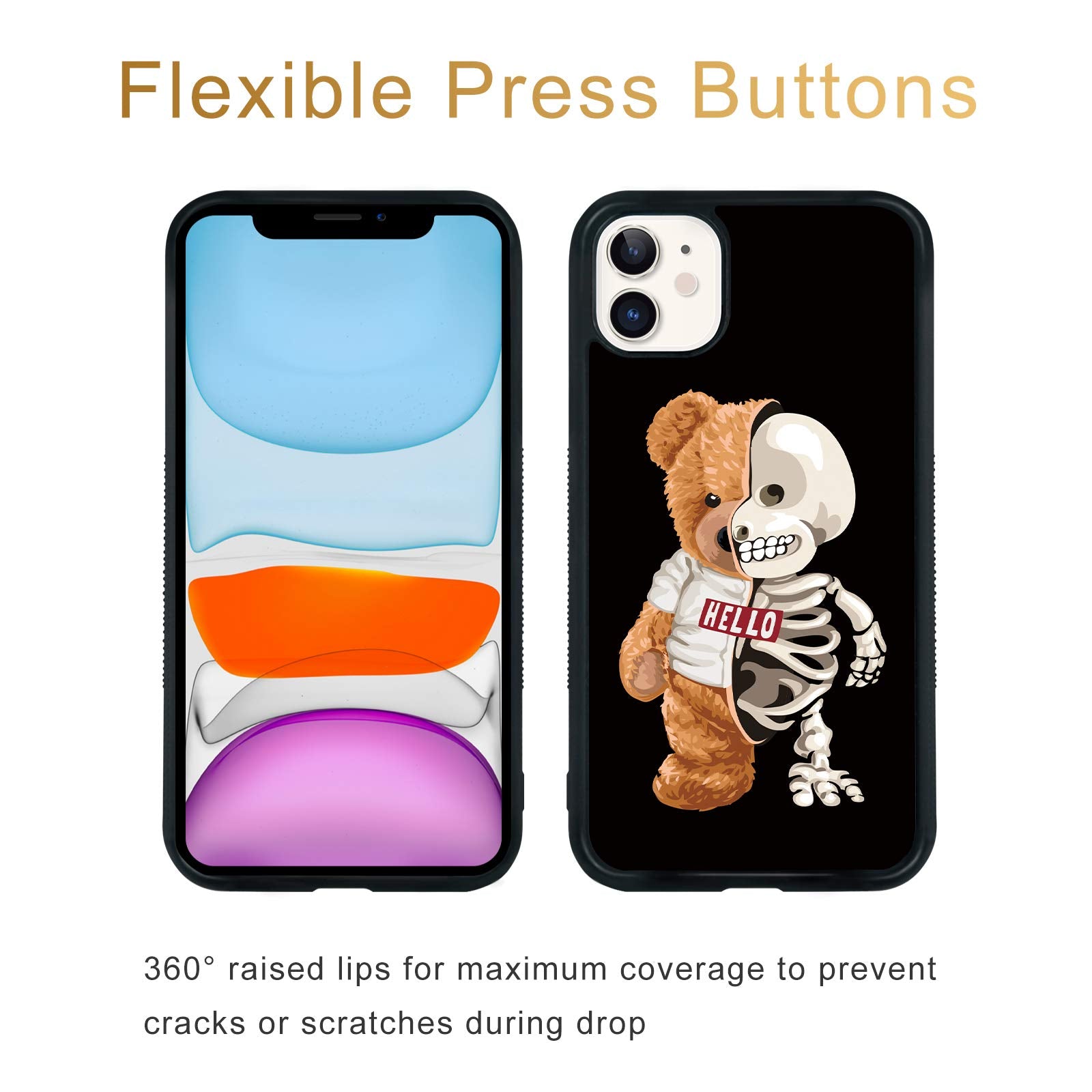 Fanxi Baby Bear Phone Case Compatible With Iphone 11 6.1 Inch   Shockproof Protective Tpu Aluminum Cute Cool Pug Phone Case Desi
