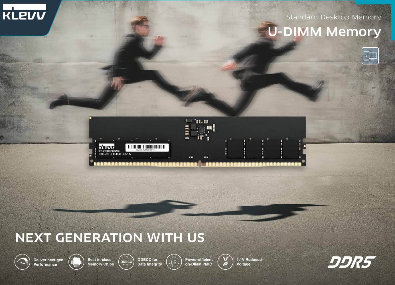 Klevv Ddr5 32Gb (1X32Gb) 5600Mhz Cl46 A Die 1.1V Udimm Desktop Ram Memory Sk Hynix Chip (Kd5Bgua80 56G460A)