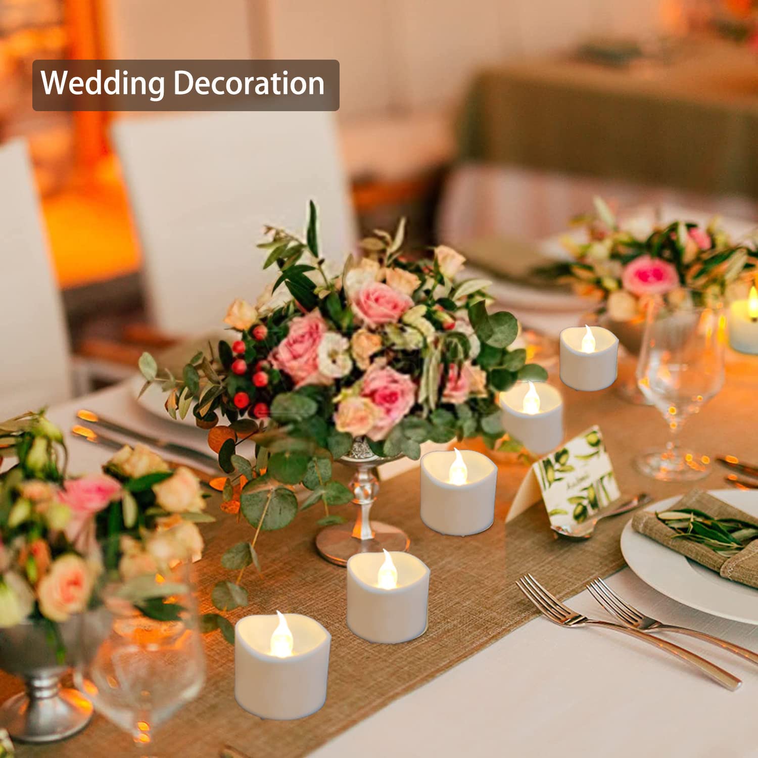 Anziner Flickering Flameless Led Tealight Candles With Timer, 6 Hours On And 18 Hours Off In 24 Hours Cycle Automatically Batter