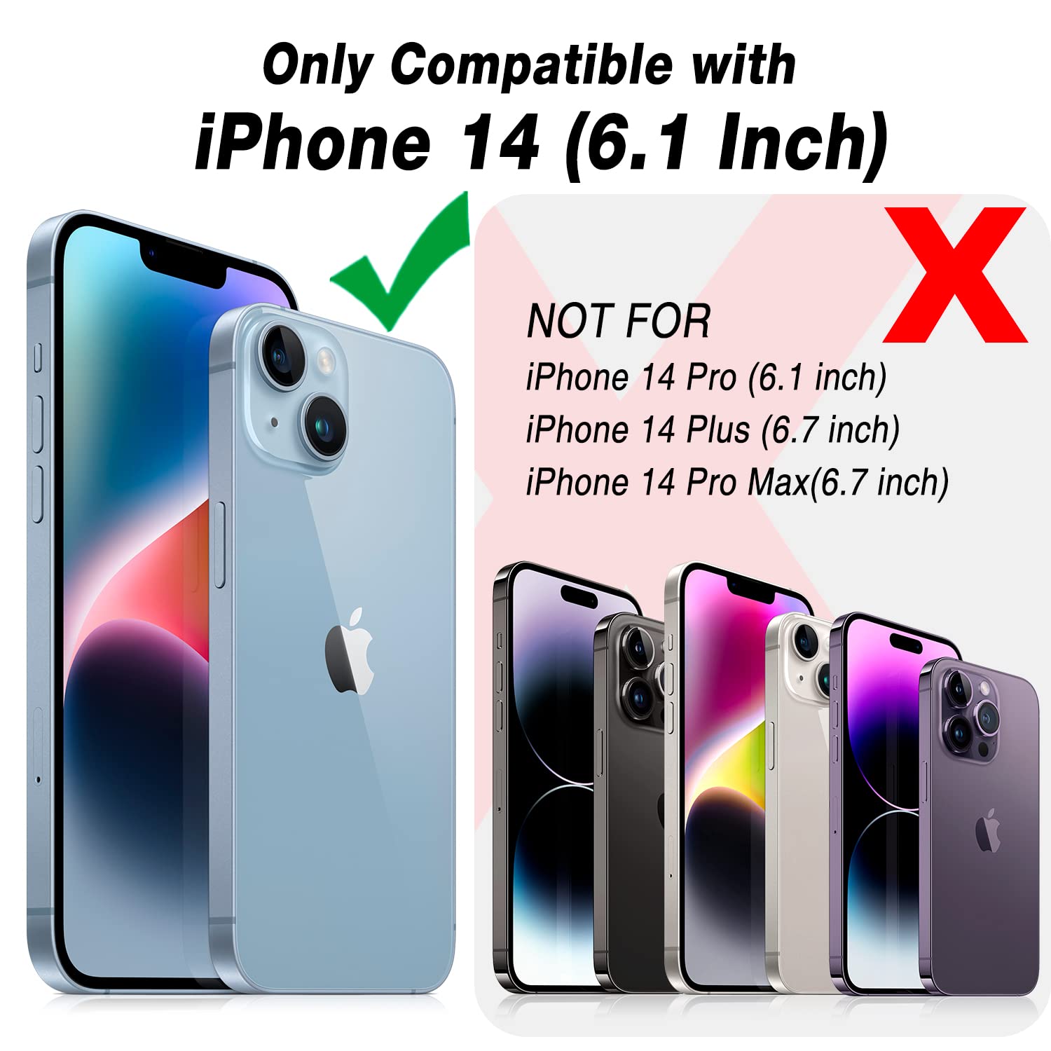 JAME iPhone 14 Case Shockproof Bumper Metal Ring Kickstand Silver 6.1 Inch with Screen Protector