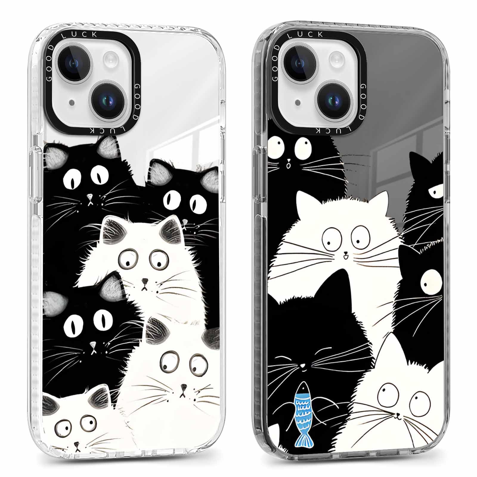 Rumdey 2 Pack Clear Phone Case For Iphone 14 Plus 6.7 Inch, Cute Black Cat Aesthetic Pattern Design Protective Soft Slim Shockpr