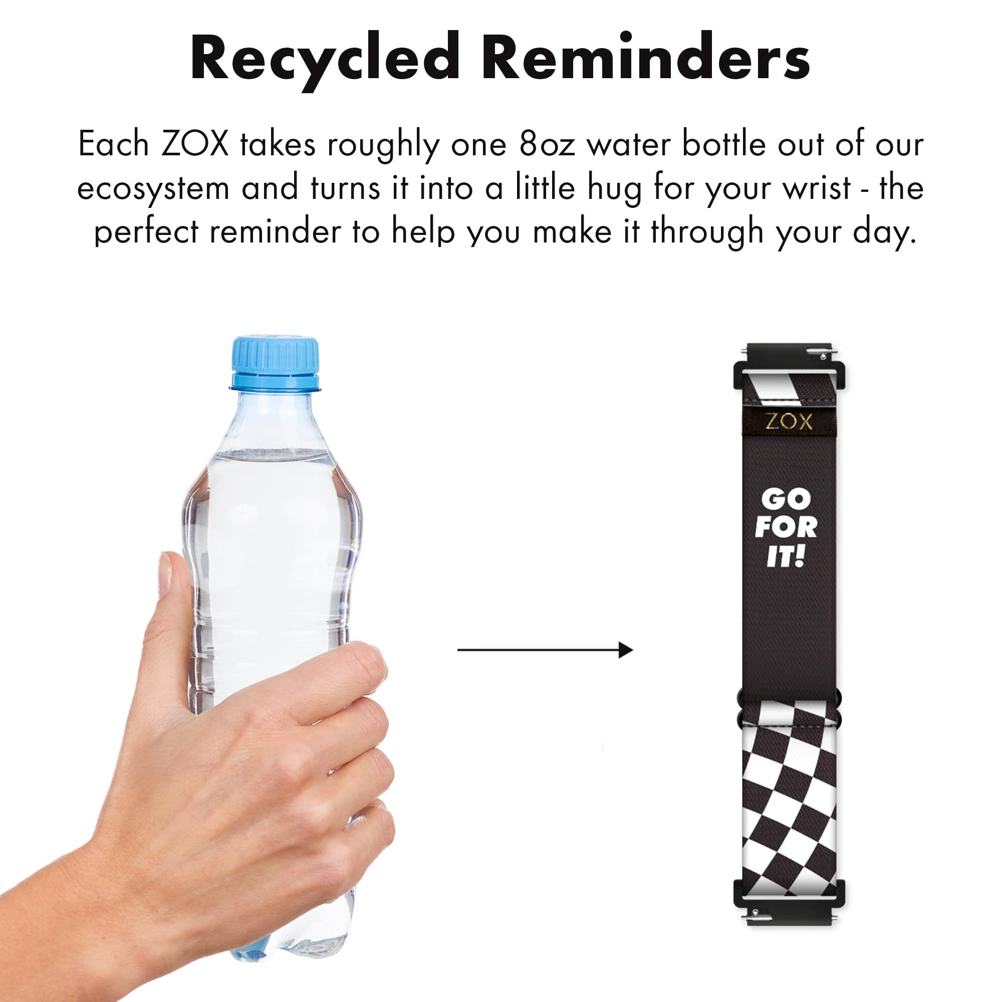 Zox Android Smart Watch Band - Go For It | Soft, Adjustable Elastic Band With Motivational Affirmations And Beautiful Artwork -