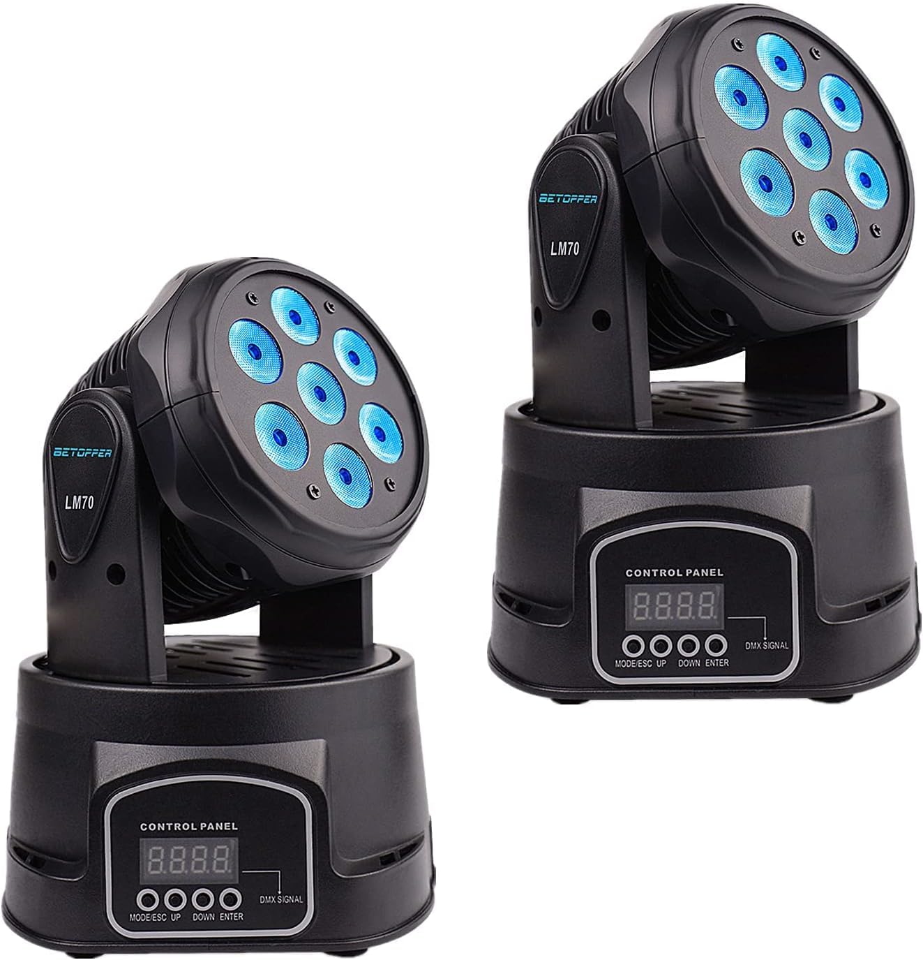 BETOPPER DJ Lights Moving Head, 7x8W RGBW Sound Activated/DMX Lighting, Moving Head Lights for Stage, Party, Live, DJ, Bar, Disc