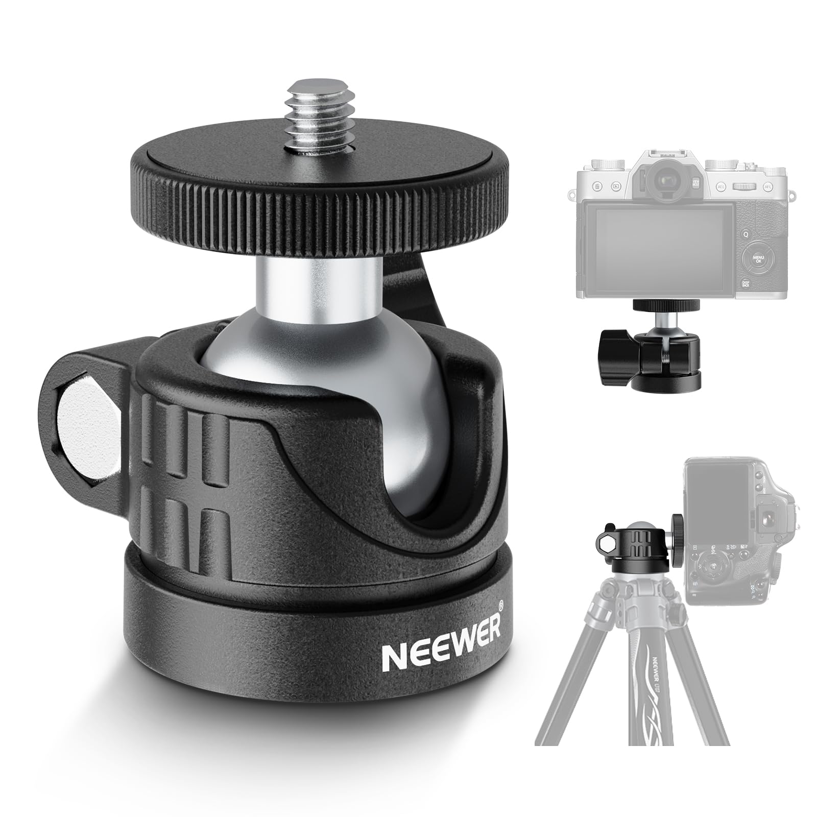 NEEWER Basic Mini Ball Head, Portable Tripod Head Camera Mount Adapter with 1/4 Screw for Compact DSLR Action Cam Phone LED Ring
