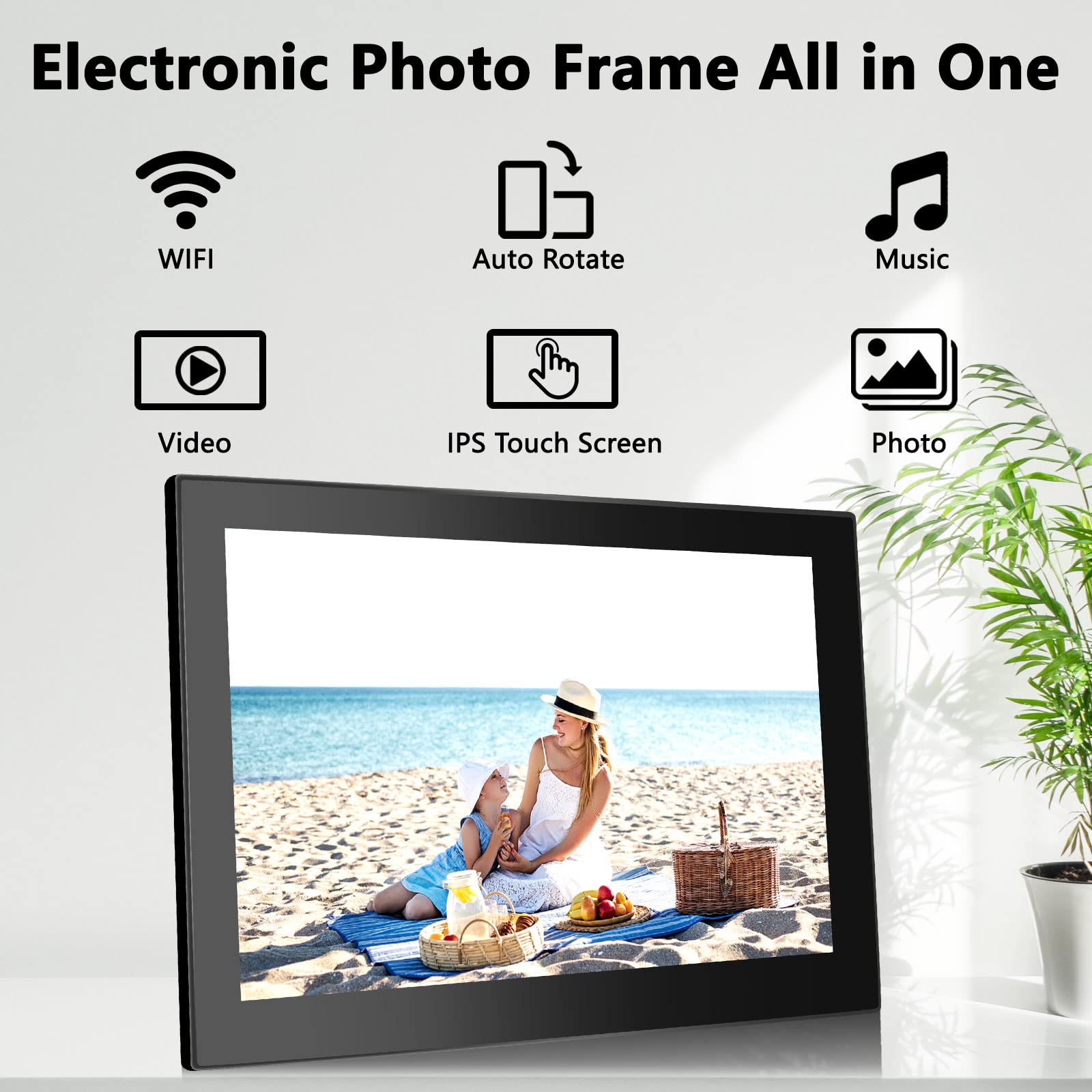 Kastiss 10.1 Inch Wifi Digital Picture Frame 1280X800 Hd Ips Touch Screen,Smart Photo Frame With 16Gb Storage,Auto Rotate, Insta