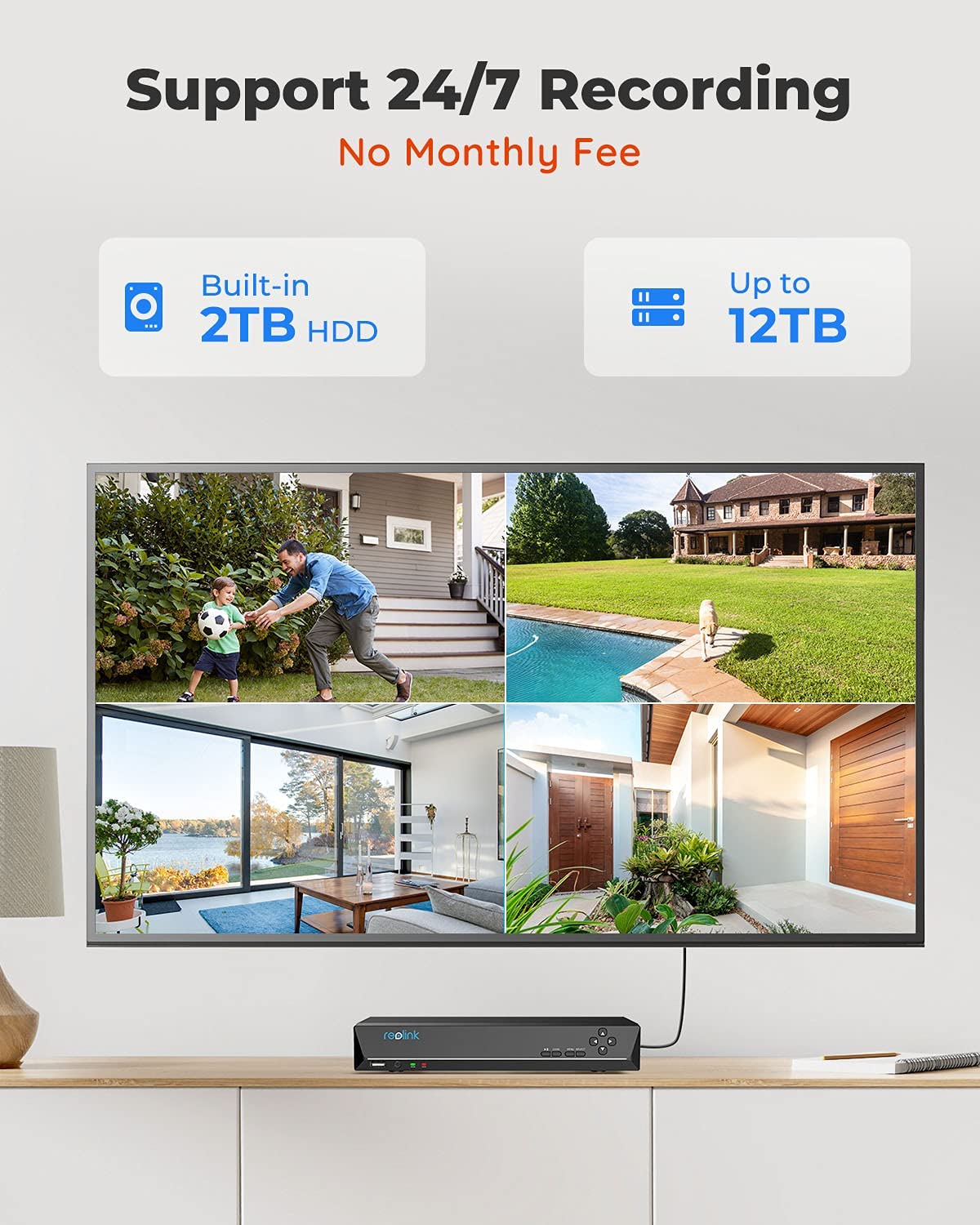 Reolink Smart 5Mp 8Ch Home Security Camera System, 4Pcs Wired Poe Ip Cameras Outdoor With Person/Pet/Vehicle Detection, 4K 8Ch Nvr With 2Tb Hdd For 24 7 Recording, Rlk8 520D4 5Mp