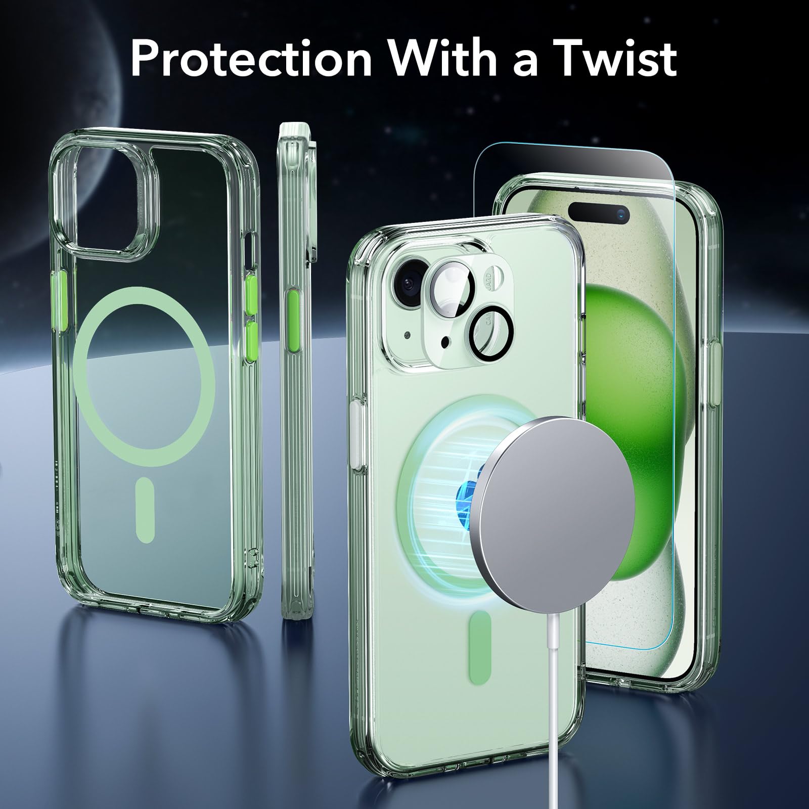 Esr For Iphone 15 Plus Case Set, Translucent Matte Case With Screen Protector, Compatible With Magsafe, Military Grade Protectio