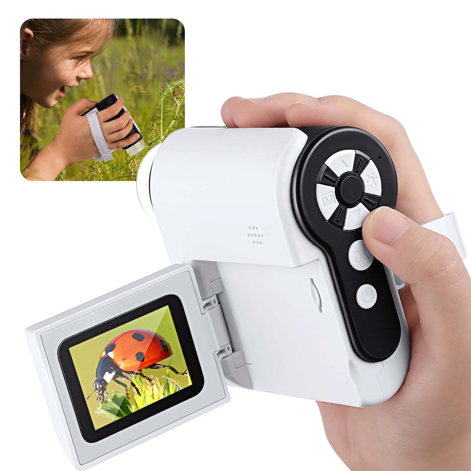 Barchrons Microscope For Kids, 1000X Handheld Kids Microscope With 6 Adjustable Led Lights, 2'' Hd Screen Miniscope For Kids 8 1