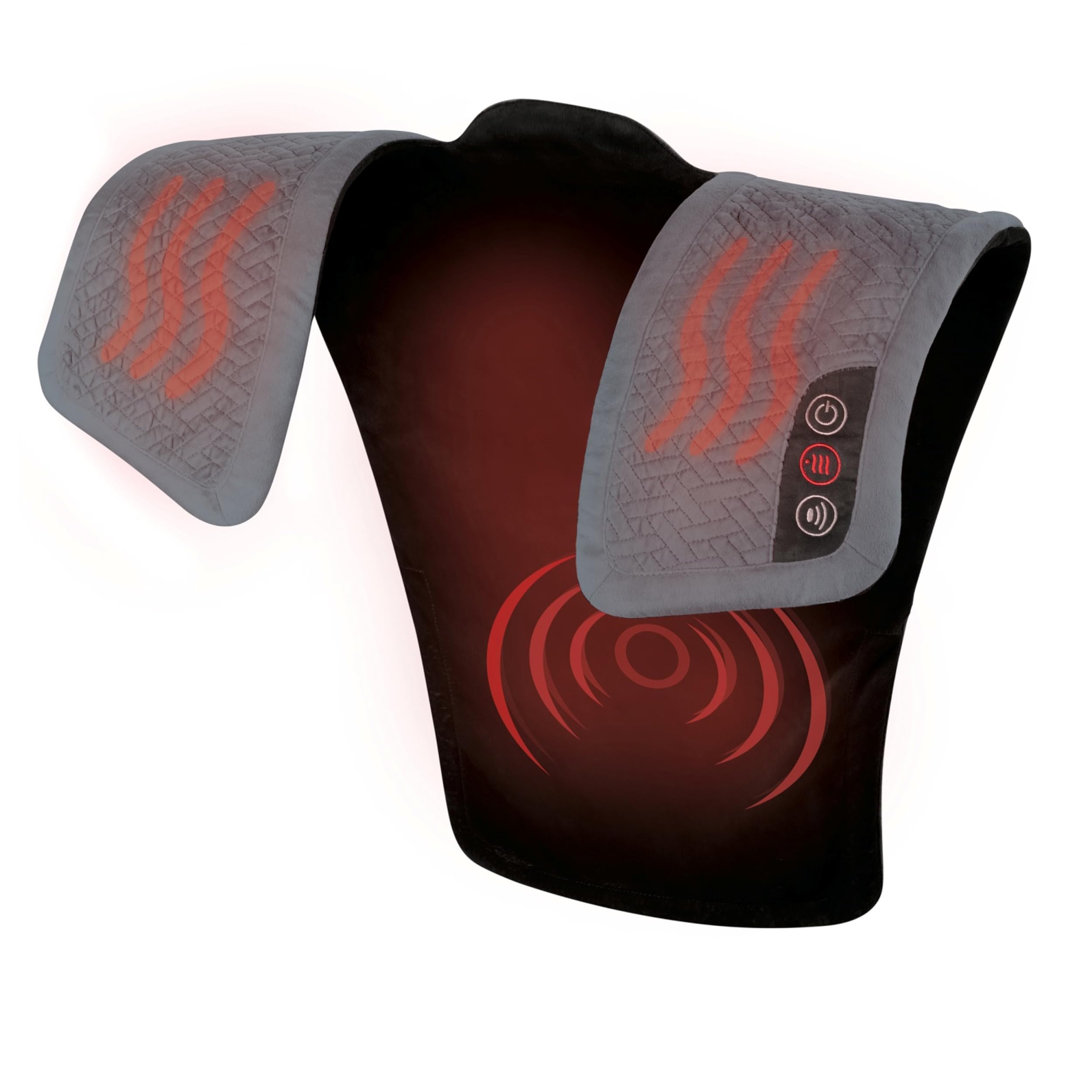 Homedics Vibration Heated Shoulder Massager Wrap, Comfort Pro Elite, Soft Fabric, Tension Relief, 2 Speeds & Styles, Long, Nms 4