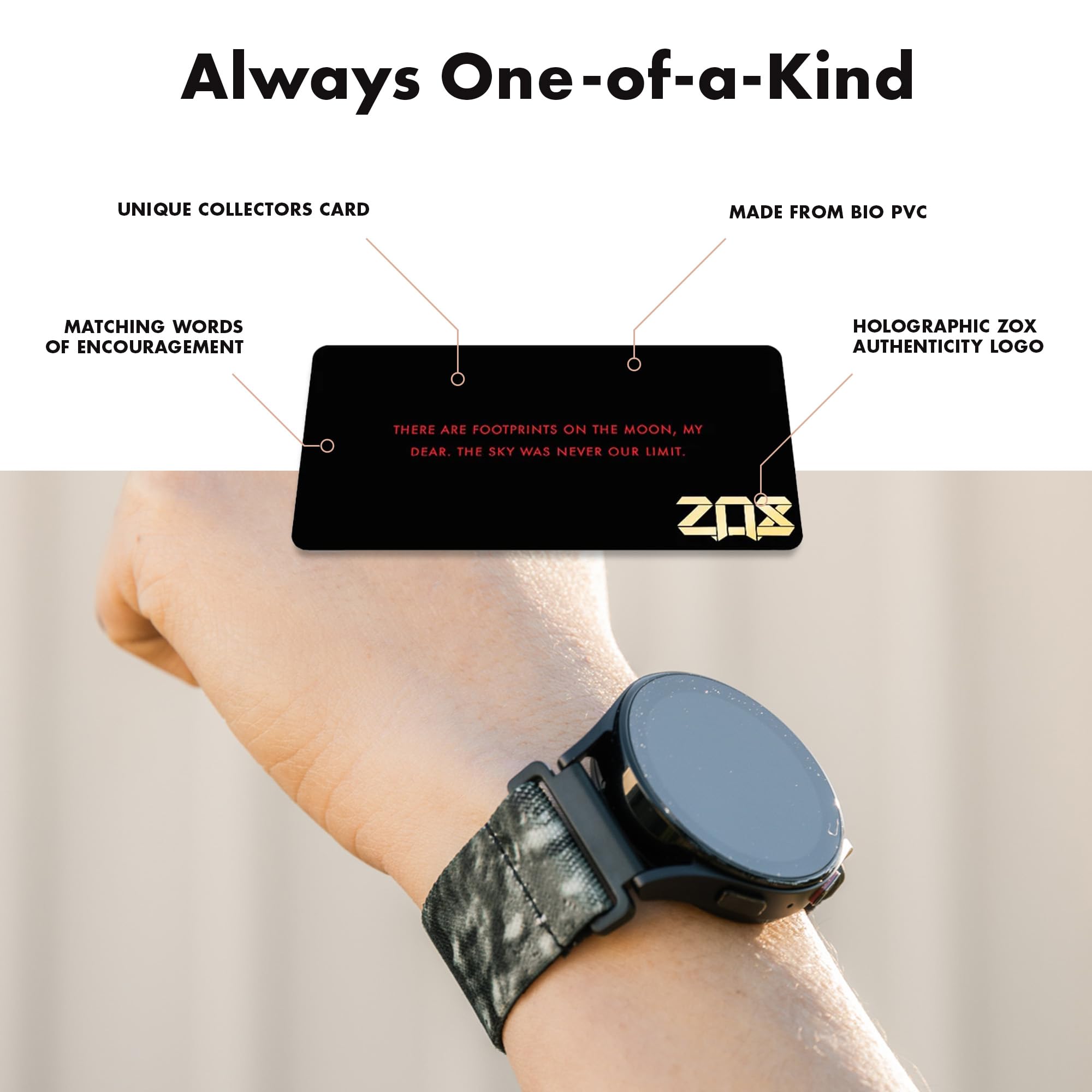 Zox Android Smart Watch Band - To The Moon | Soft, Adjustable Elastic Band With Motivational Affirmations And Beautiful Artwork