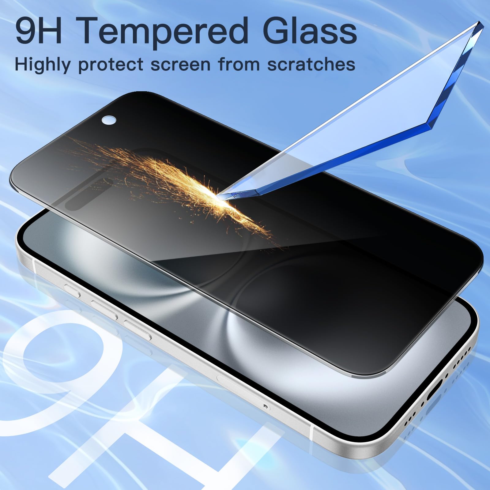Jetech Privacy Screen Protector For Iphone 16 6.1 Inch, Anti Spy Tempered Glass Film With Easy Installation Tool, 2 Pack