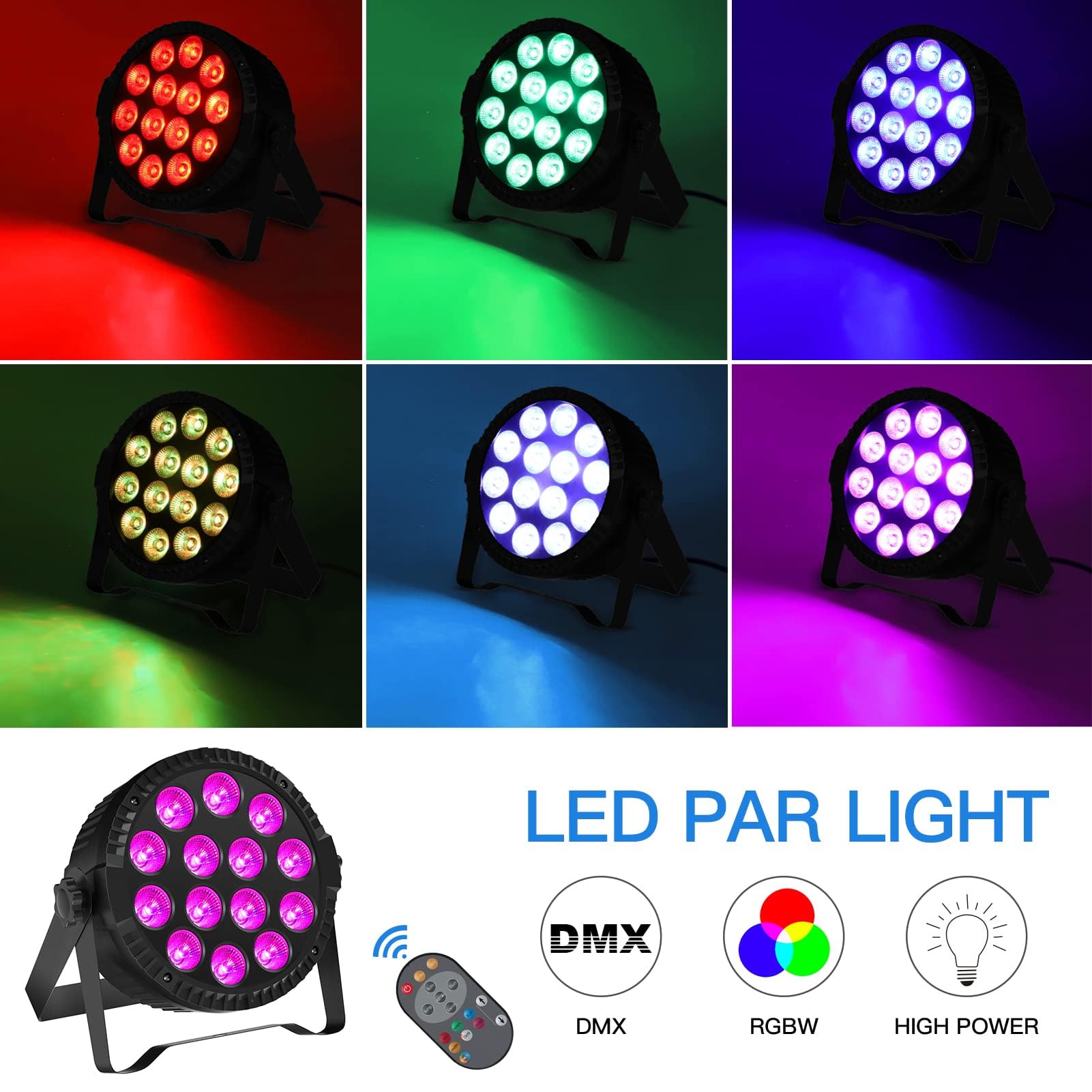 Stage Lights, 1 Pack Uking Par Can Lights Rgbw Led 14X6W Dmx Sound Activated, Uplights For Events Wedding Parties Church Live S