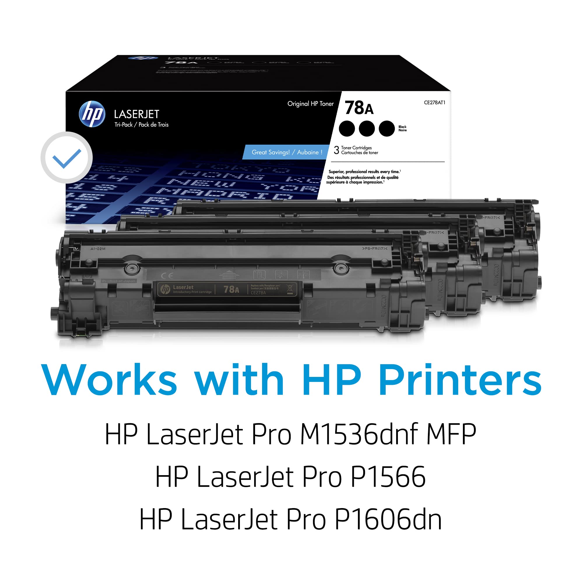 Hp 78A Black Toner Cartridges (3-Pack) | Works With Hp Laserjet Pro P1566, P1606 Series, Hp Laserjet Pro Mfp M1536 Series | Ce27