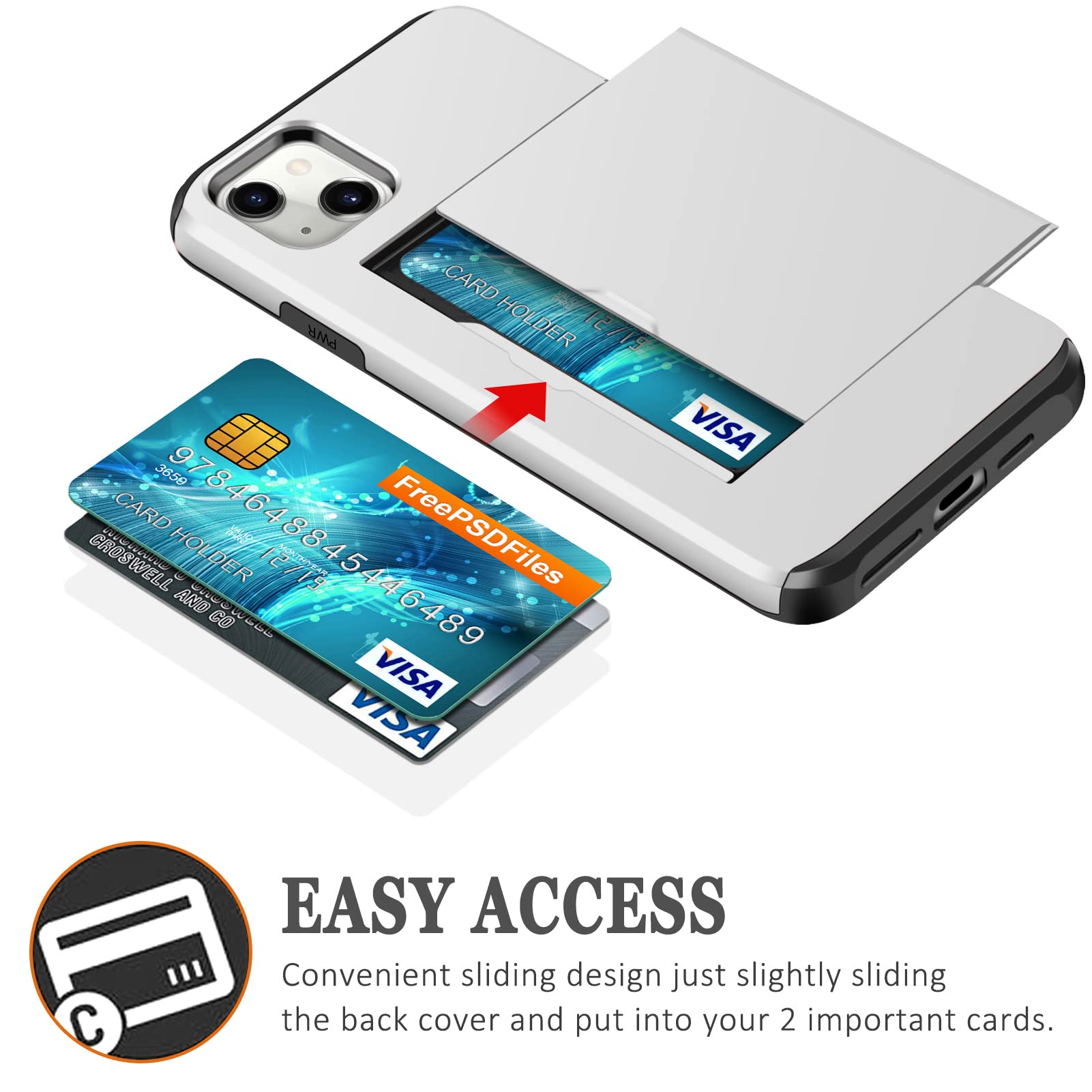 Samonpow Compatible With Iphone 13 Case With Card Holder Dual Layer Hybrid Wallet Case Heavy Duty Protection Shockproof Iphone 1