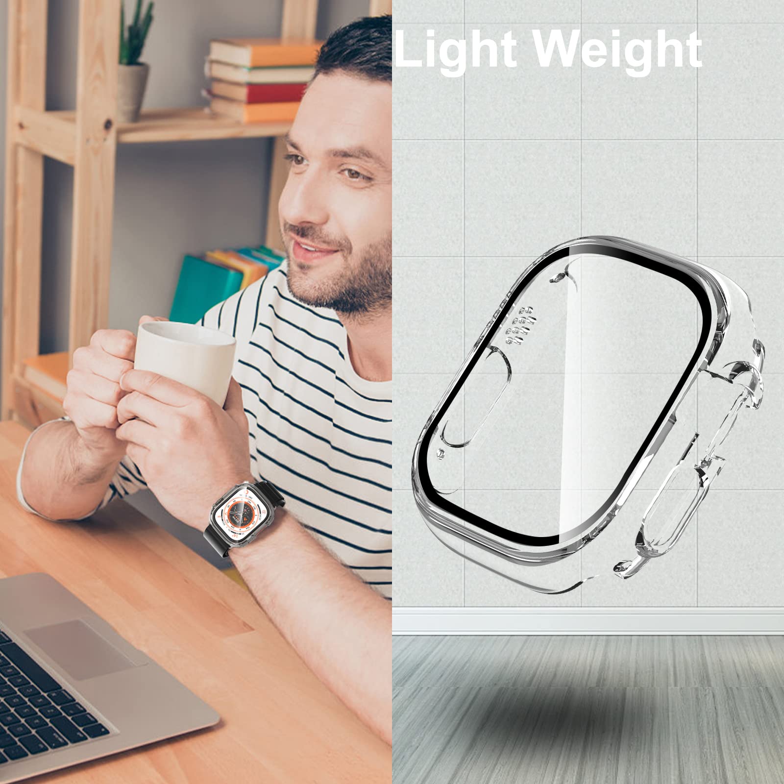 Landhoo 6 Pack For Apple Watch Ultra 2/Ultra 49Mm Screen Protector Case, Protective Face Cover Hard Pc Bumper Built In Tempered