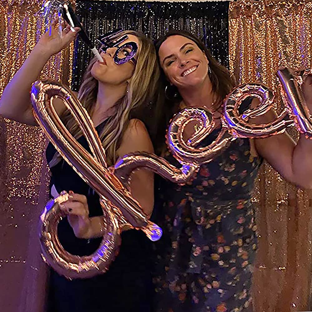 Tcbesto Rose Gold Sequin Backdrop Curtains Glitter Drapes 2Ftx8Ft 4 Panels For Wedding Birthday Party Decorations Bridal Baby Sh