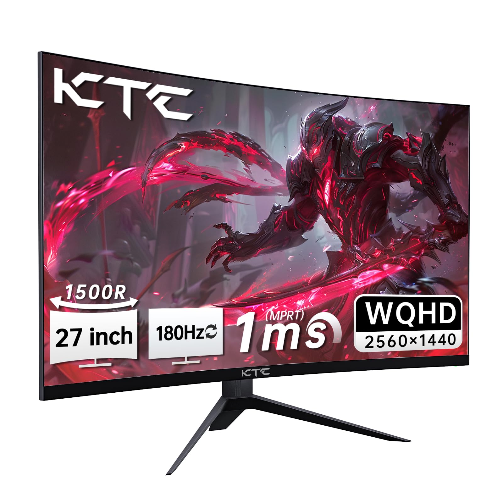 Ktc 27 Inch Wqhd 180Hz 1Ms Curved Gaming Monitor 1440P 144Hz Monitor 132% Srgb Hva Freesync Displayport/Hdmi/Usb Vesa Computer M