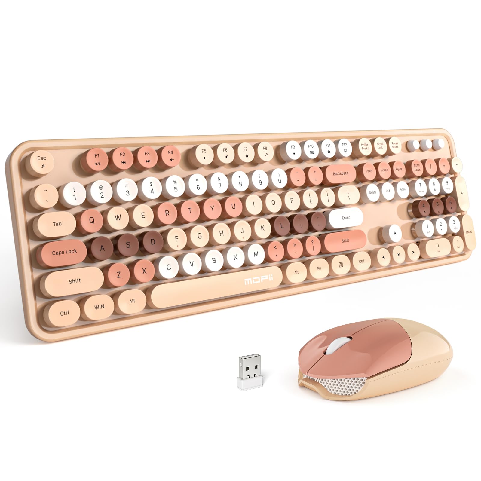 Mofii Wireless Computer Keyboard And Mouse Combo, Typewriter Full Size Keyboard With Number Pad And 2 In 1 Usb Connected Mouse F
