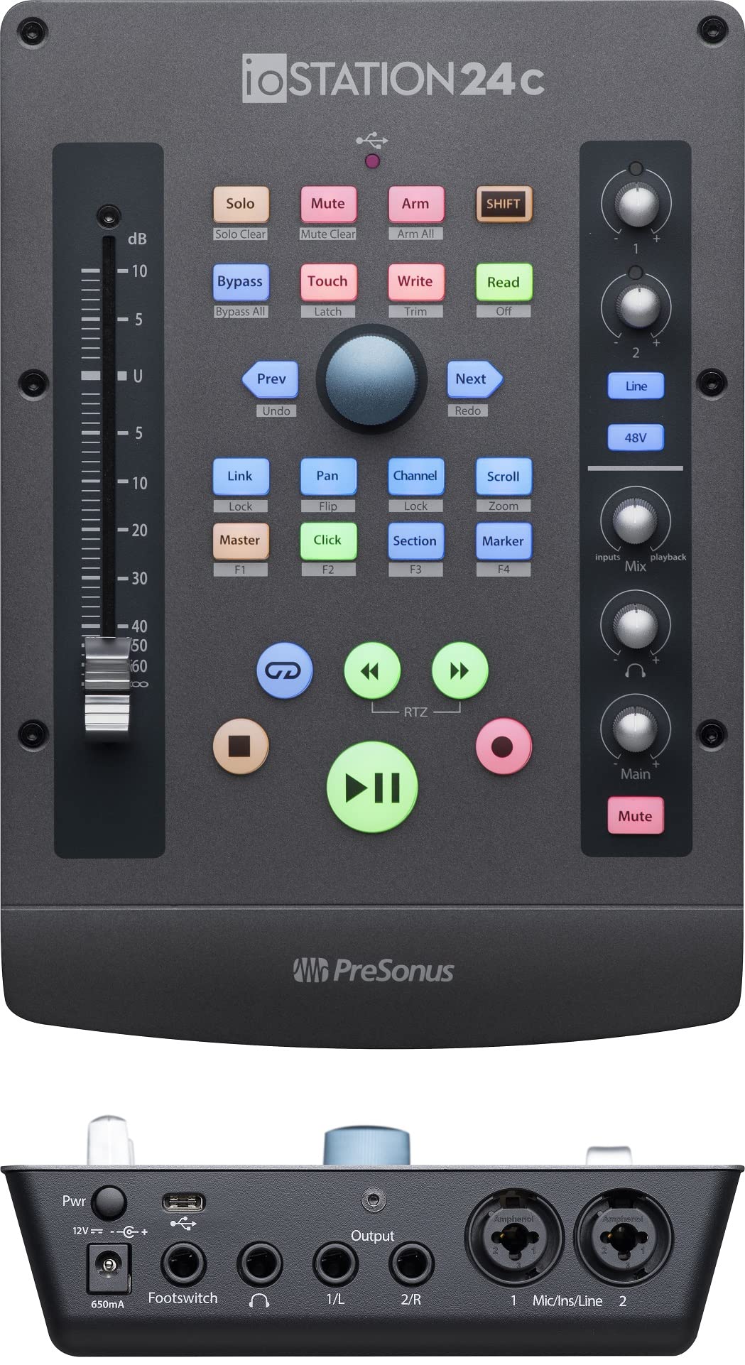Presonus Iostation 24C 2X2, 192 Khz, Usb Audio Interface And Production Controller With Studio One Artist And Ableton Live Lite Daw Recording Software