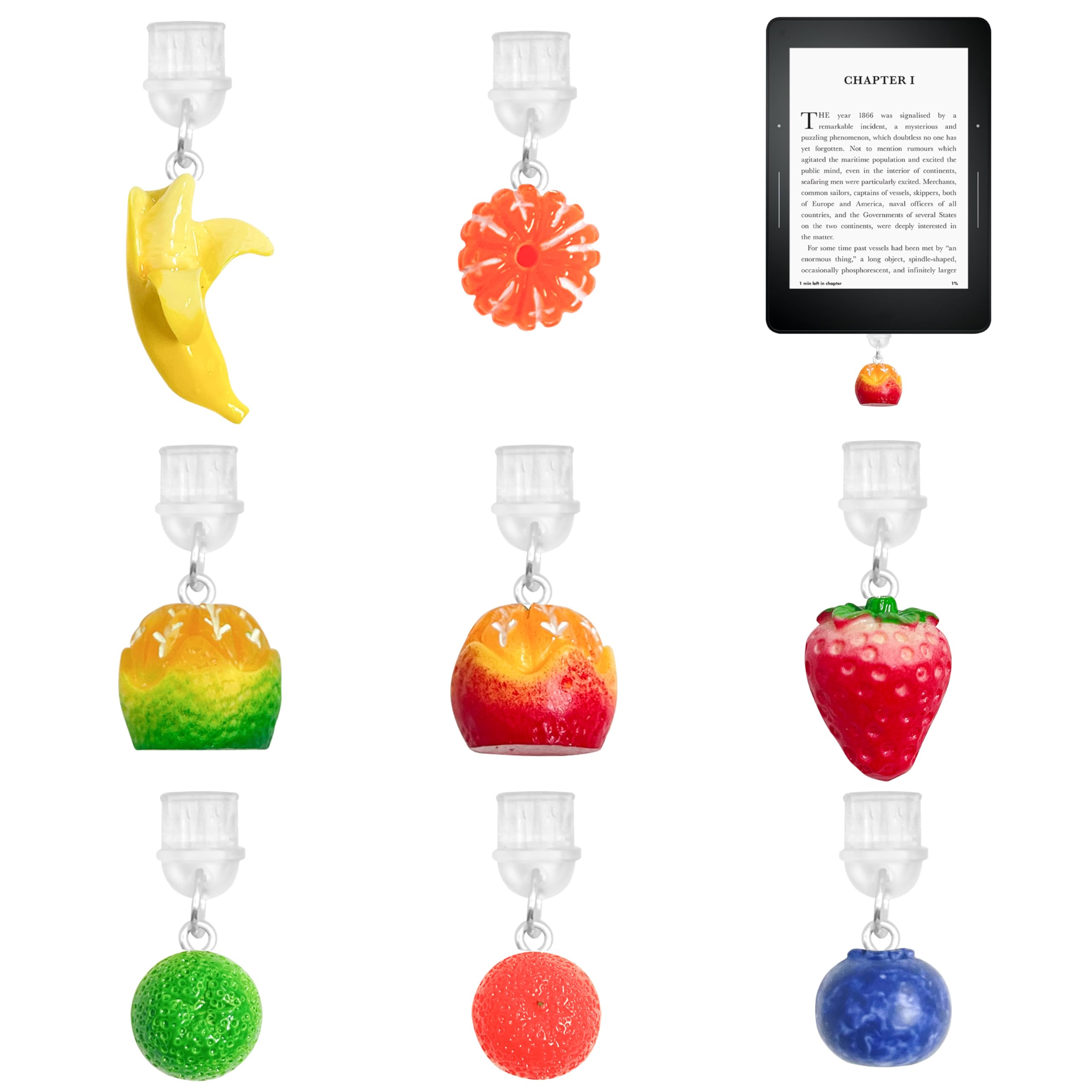 DLDXGXNR Funny Dust Plug Charms for Kindle and Phone Type C/USB C Charging Port 3D Fruit Dust Plug Port Cover for Kindle Charms 