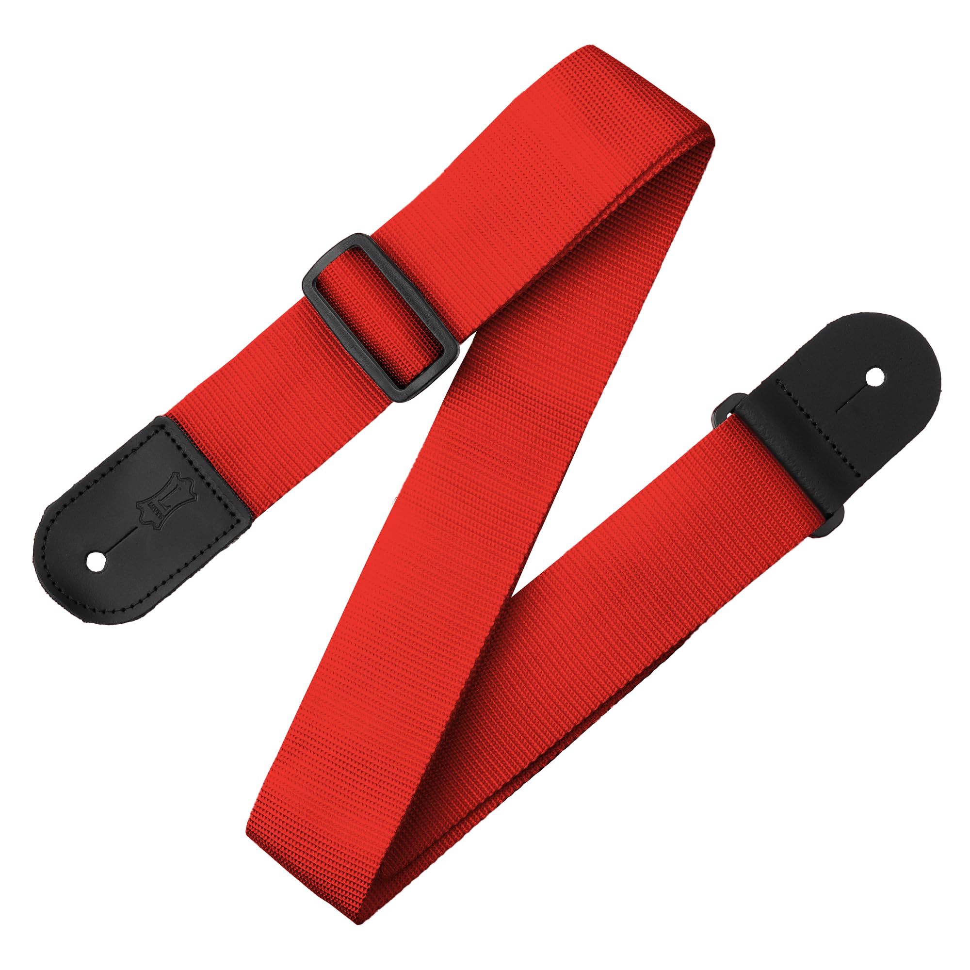 Levys Leathers 2 Polypropylene Guitar Strap with Genuine Leather Ends and Tri-glide Adjustment. Red (M8POLY-RED)